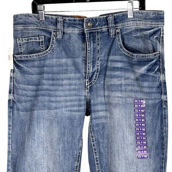 TK Axel NWT Men 36x32 Slim Boot Stretch Jeans Denim Back Flap Deco 5 Pockets - Picture 7 of 13